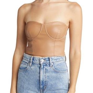 NWT Lulu’s Tan Vegan Leather Bustier Top Size Small